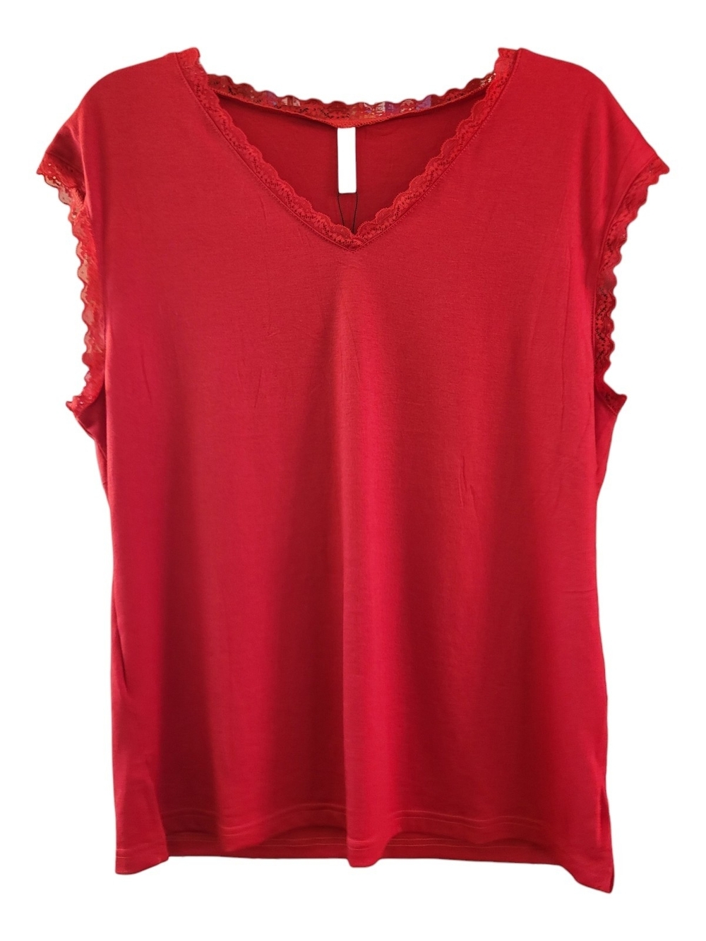 NWT Just Fashion Now Lace-Trim V-Neck Red Women's Top - Size M